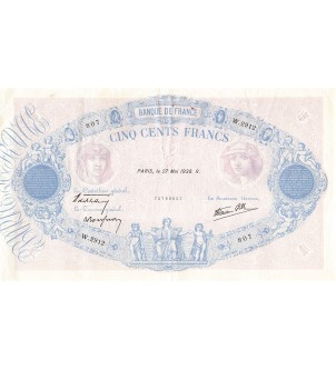 FRANCE, BLEU ET ROSE - 500 FRANCS 27/05/1938 - SÉRIE W.2912 - TTB+ 2
