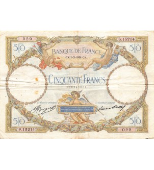 FRANCE, LUC-OLIVIER MERSON - 50 FRANCS 01/03/1934 - TB+