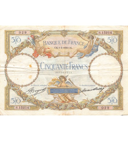 FRANCE, LUC-OLIVIER MERSON - 50 FRANCS 01/03/1934 - TB+
