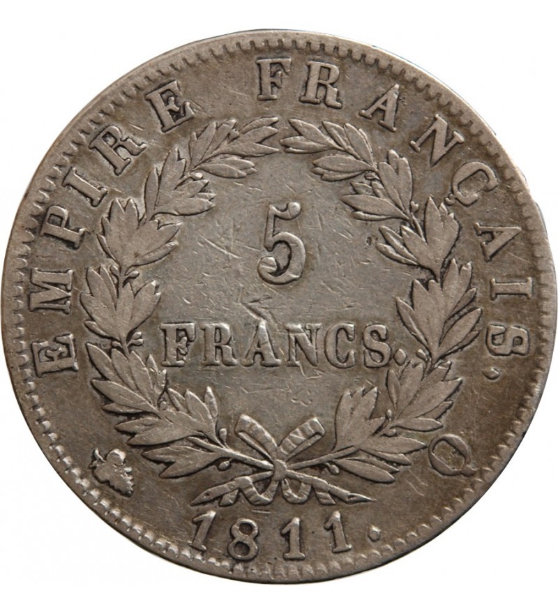 France 5 FRANCS NAPOLEON I  1811 Q PERPIGAN