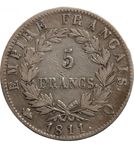 France 5 FRANCS NAPOLEON I  1811 Q PERPIGAN