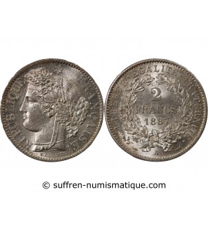 CERES ﻿- 2 FRANCS ARGENT 1887 A PARIS