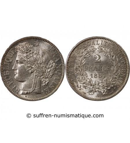 CERES ﻿- 2 FRANCS ARGENT 1887 A PARIS
