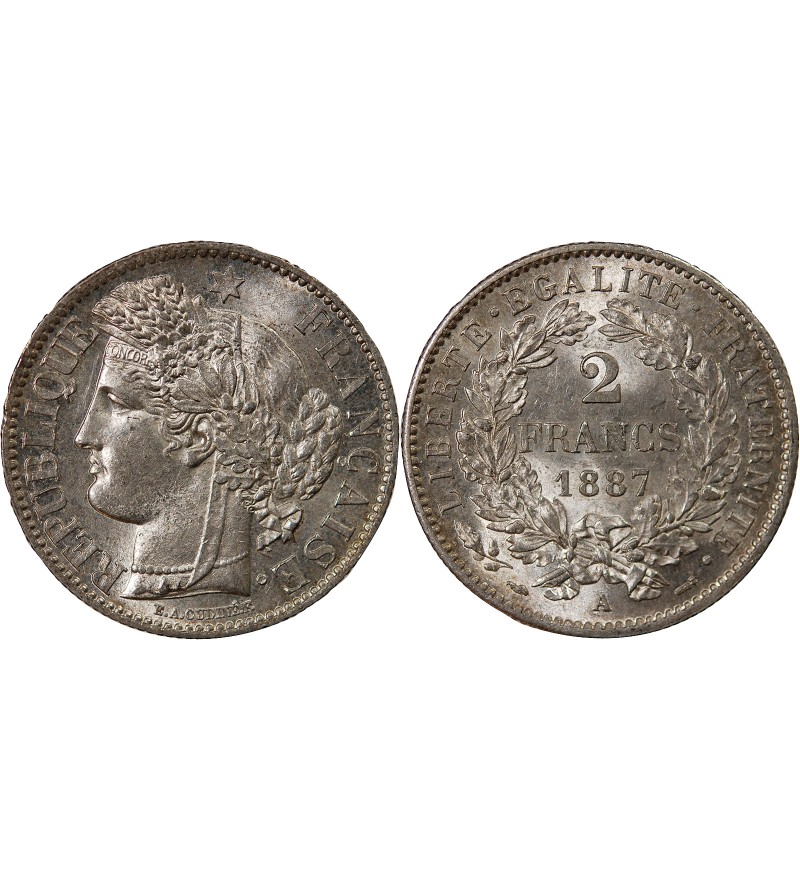 CERES ﻿- 2 FRANCS ARGENT 1887 A PARIS