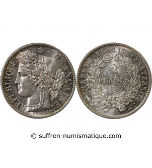CERES ﻿- 2 FRANCS ARGENT 1887 A PARIS