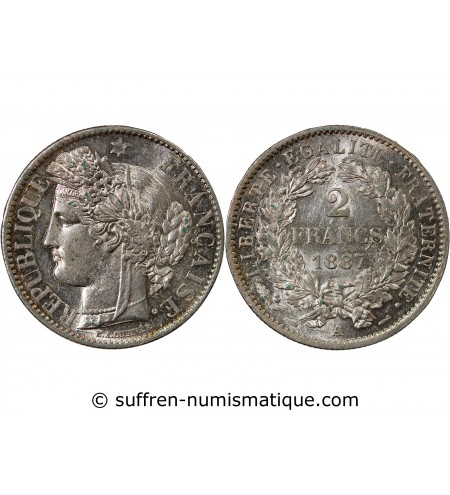 CERES ﻿- 2 FRANCS ARGENT 1887 A PARIS