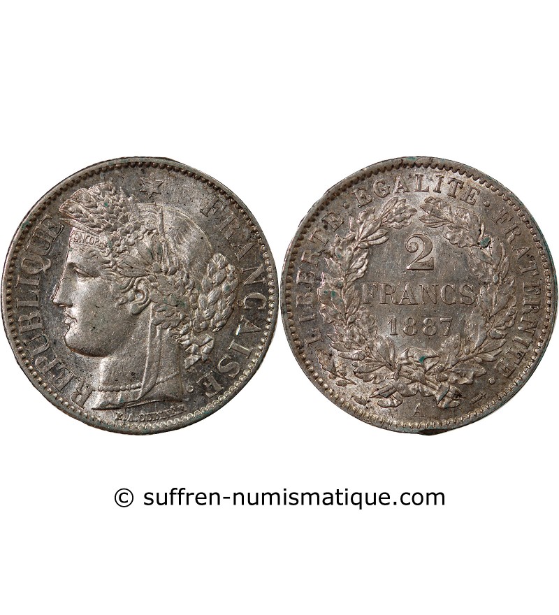 CERES ﻿- 2 FRANCS ARGENT 1887 A PARIS
