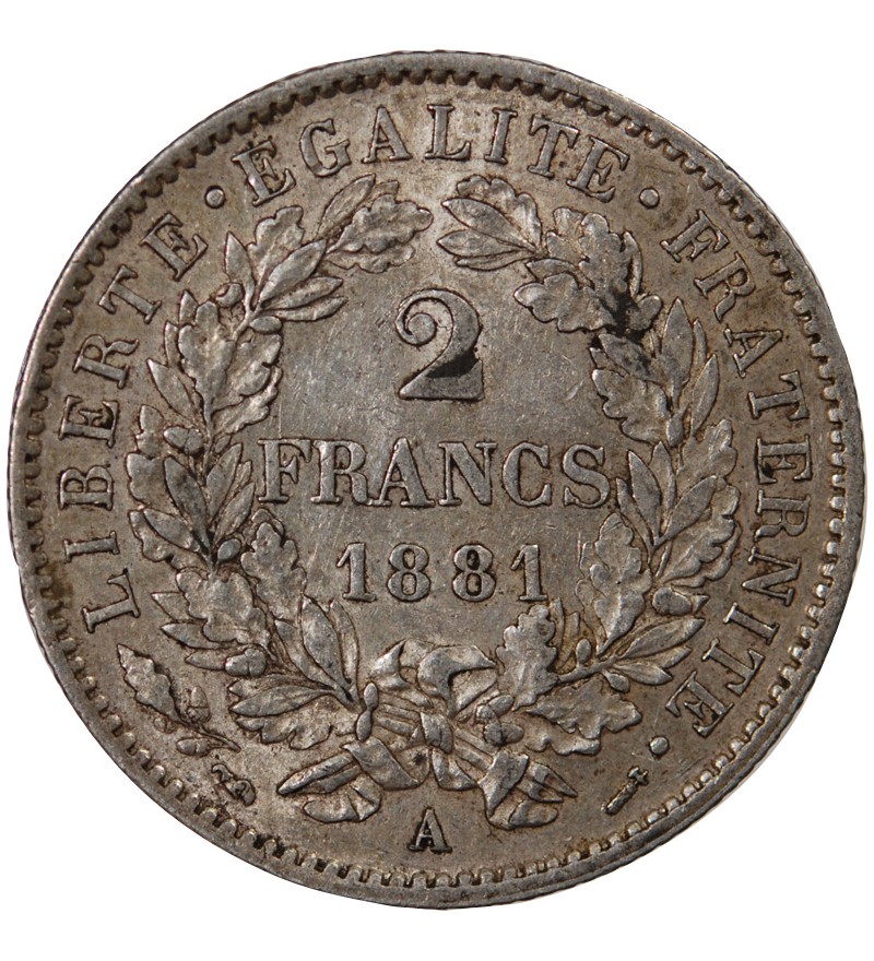 CERES ﻿- 2 FRANCS ARGENT 1881 A PARIS