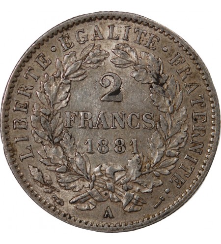 CERES ﻿- 2 FRANCS ARGENT 1881 A PARIS