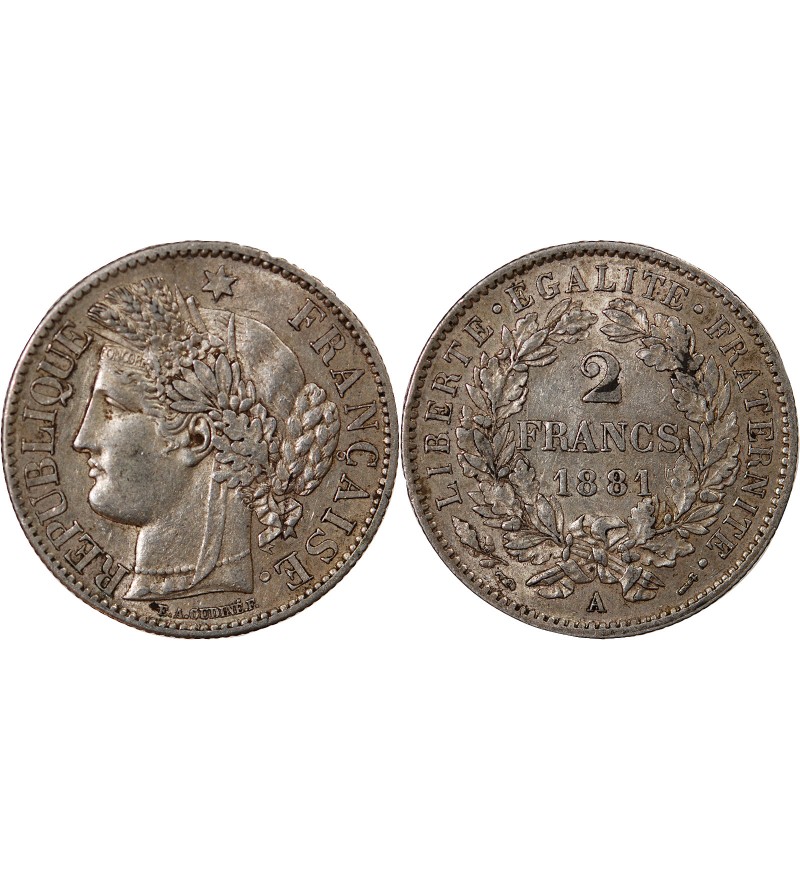 CERES ﻿- 2 FRANCS ARGENT 1881 A PARIS
