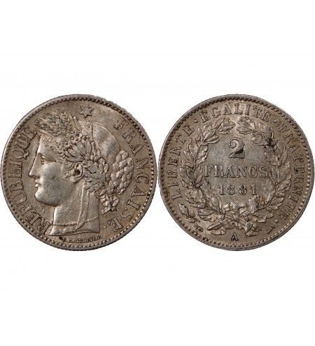 CERES ﻿- 2 FRANCS ARGENT 1881 A PARIS