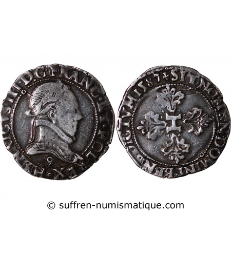 HENRI III - 1/2 FRANC ARGENT 1587 RENNES