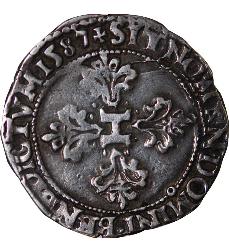 HENRI III - 1/2 FRANC ARGENT 1587 RENNES
