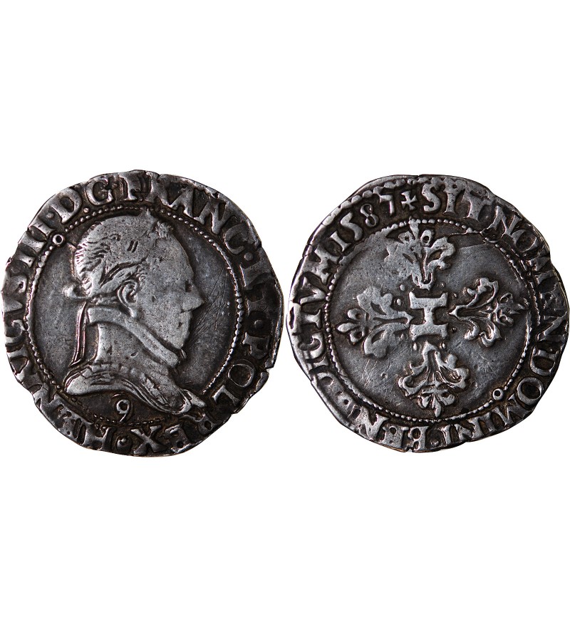 HENRI III - 1/2 FRANC ARGENT 1587 RENNES