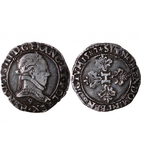 HENRI III - 1/2 FRANC ARGENT 1587 RENNES