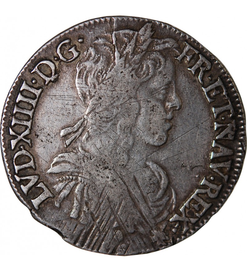 LOUIS XIV - 1/2 ECU ARGENT A LA MECHE LONGUE 165? L BAYONNE