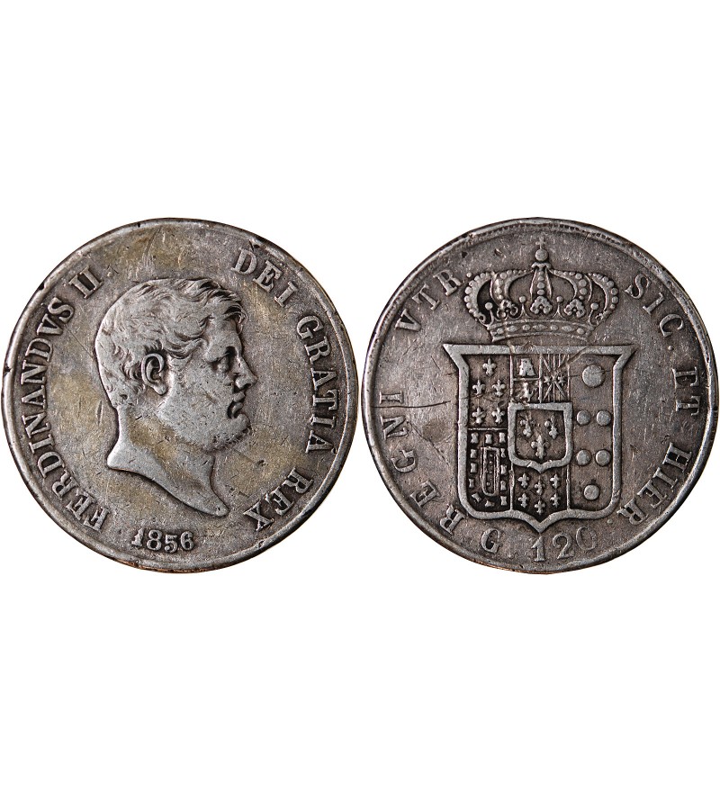 ITALIE, ROYAUME DES DEUX-SICILES, FERDINAND II - 120 GRANA ARGENT 1856