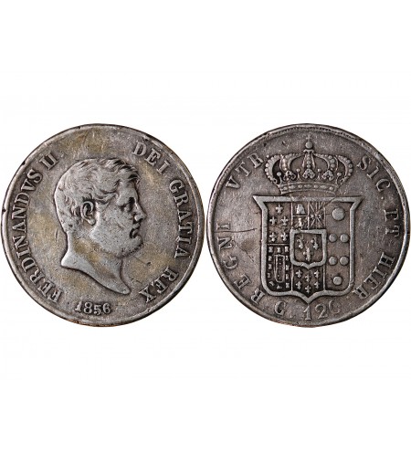 ITALIE, ROYAUME DES DEUX-SICILES, FERDINAND II - 120 GRANA ARGENT 1856