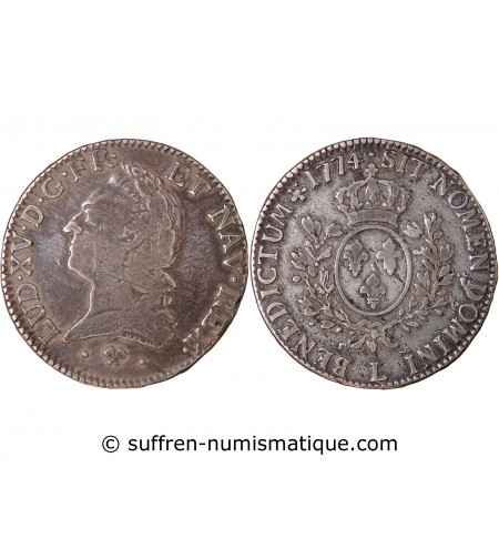 LOUIS XV - ÉCU ARGENT A LA VIEILLE TÊTE 1774 L BAYONNE