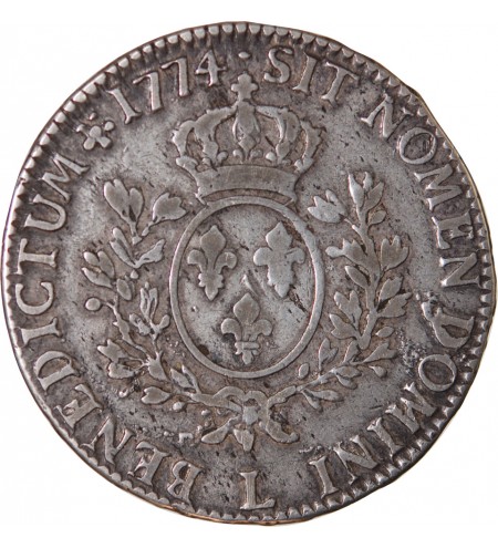 LOUIS XV - ÉCU ARGENT A LA VIEILLE TÊTE 1774 L BAYONNE