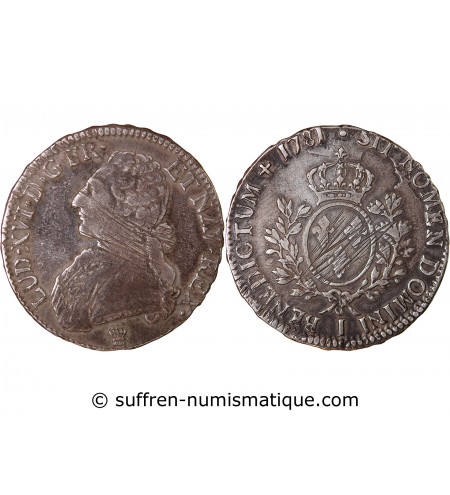 LOUIS XVI - ÉCU ARGENT AUX BRANCHES D'OLIVIER 1781 I LIMOGES