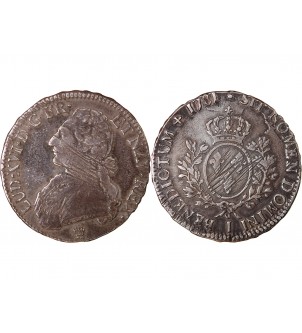 LOUIS XVI - ÉCU ARGENT AUX BRANCHES D'OLIVIER 1781 I LIMOGES 2