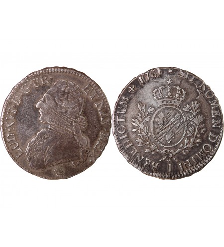 LOUIS XVI - ÉCU ARGENT AUX BRANCHES D'OLIVIER 1781 I LIMOGES