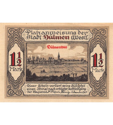 ALLEMAGNE, DULMEN - 1,5 MARK 1921
