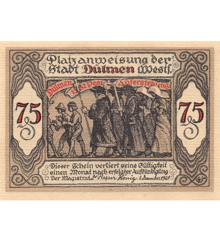 ALLEMAGNE, DULMEN - 75 PFENNIG 1921