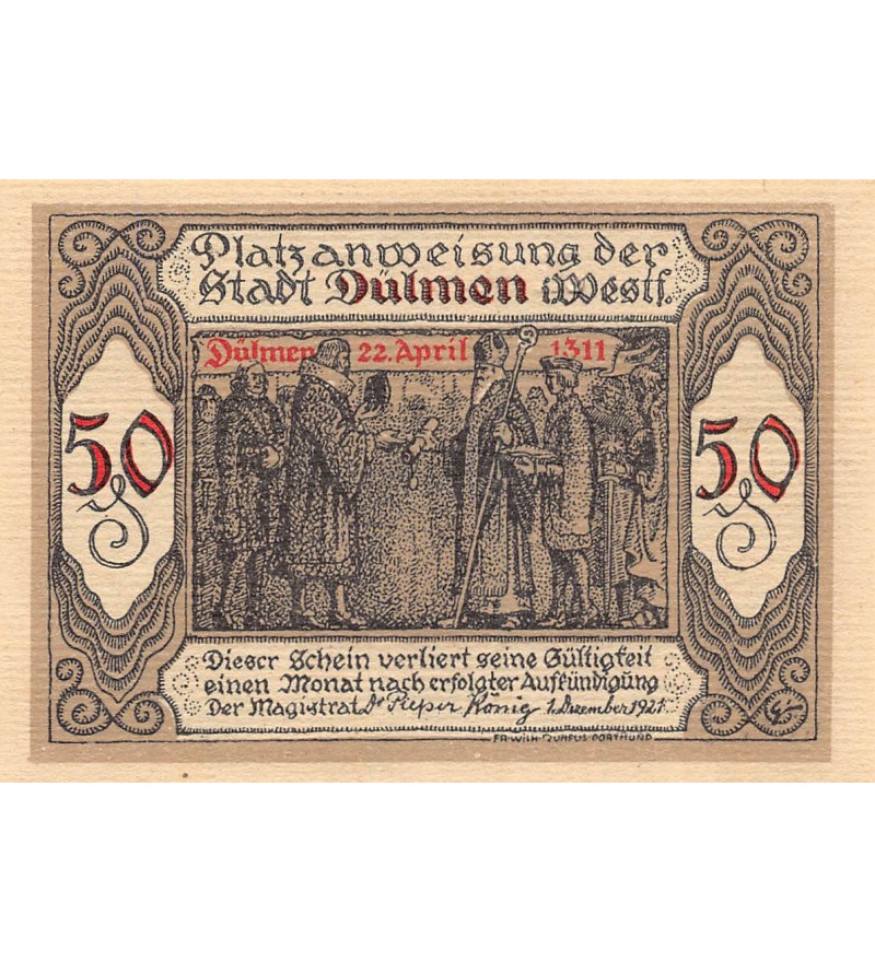 ALLEMAGNE, DULMEN - 50 PFENNIG 1921