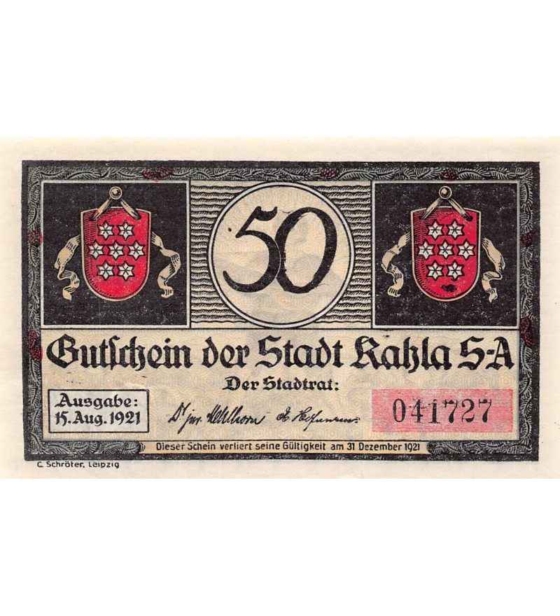 ALLEMAGNE, KAHLA - 50 PFENNIG 1921