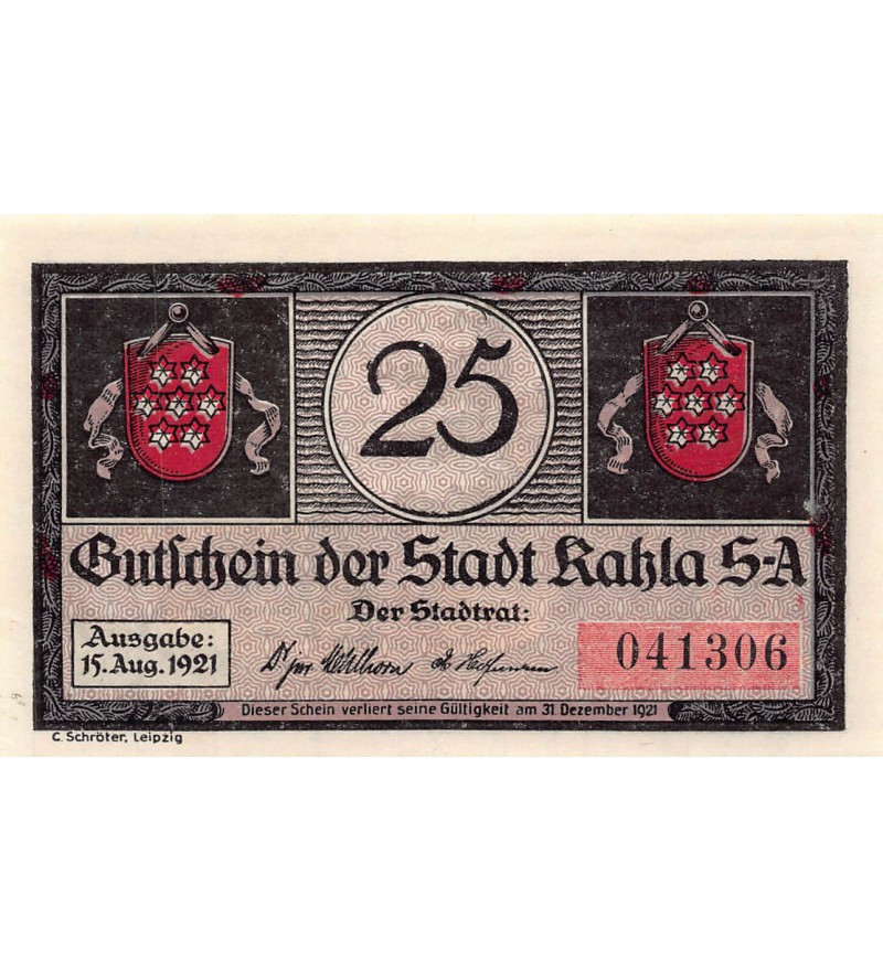 ALLEMAGNE, KAHLA - 25 PFENNIG 1921