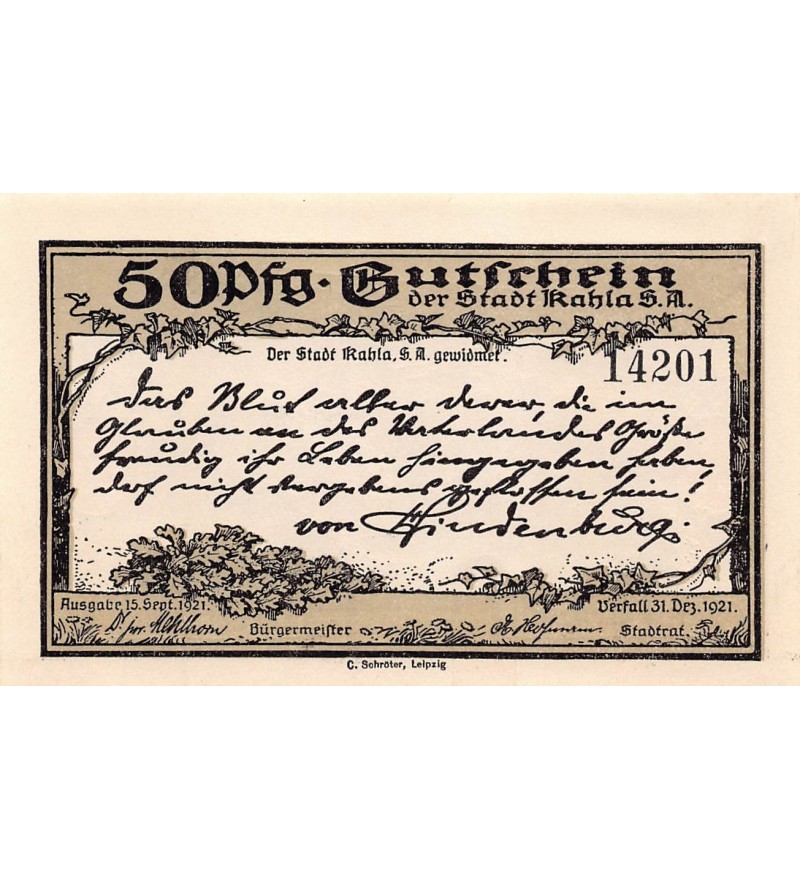 ALLEMAGNE, KAHLA - 75 PFENNIG 1921