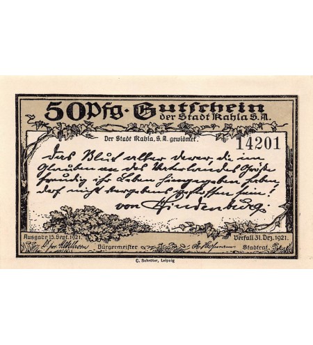 ALLEMAGNE, KAHLA - 75 PFENNIG 1921