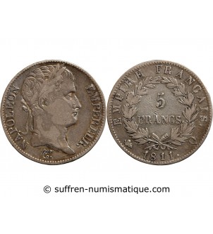 France 5 FRANCS NAPOLEON I  1811 Q PERPIGAN