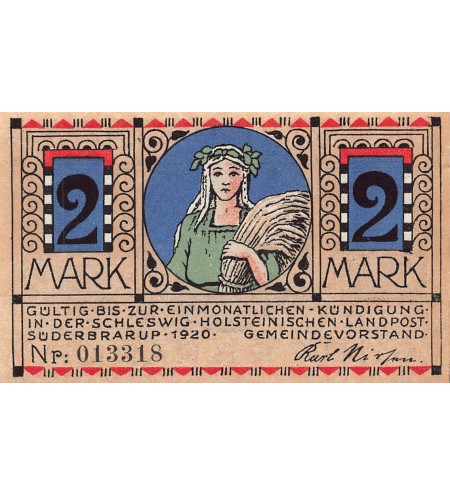 ALLEMAGNE, SUDERBRARUP - 2 MARK 1920
