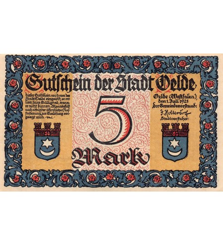 ALLEMAGNE, VELDE - 5 MARK 1921