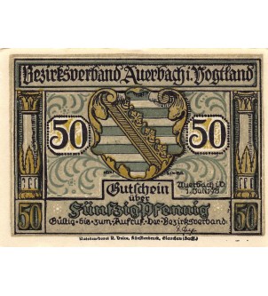 ALLEMAGNE, Auerbach/Vogtland - 50 PFENNIG 1921