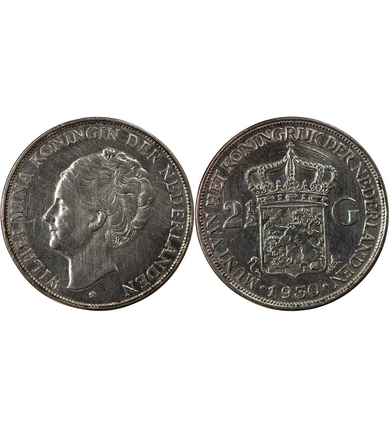 PAYS-BAS, WILHELMINA - 2 1/2 GULDEN ARGENT 1939