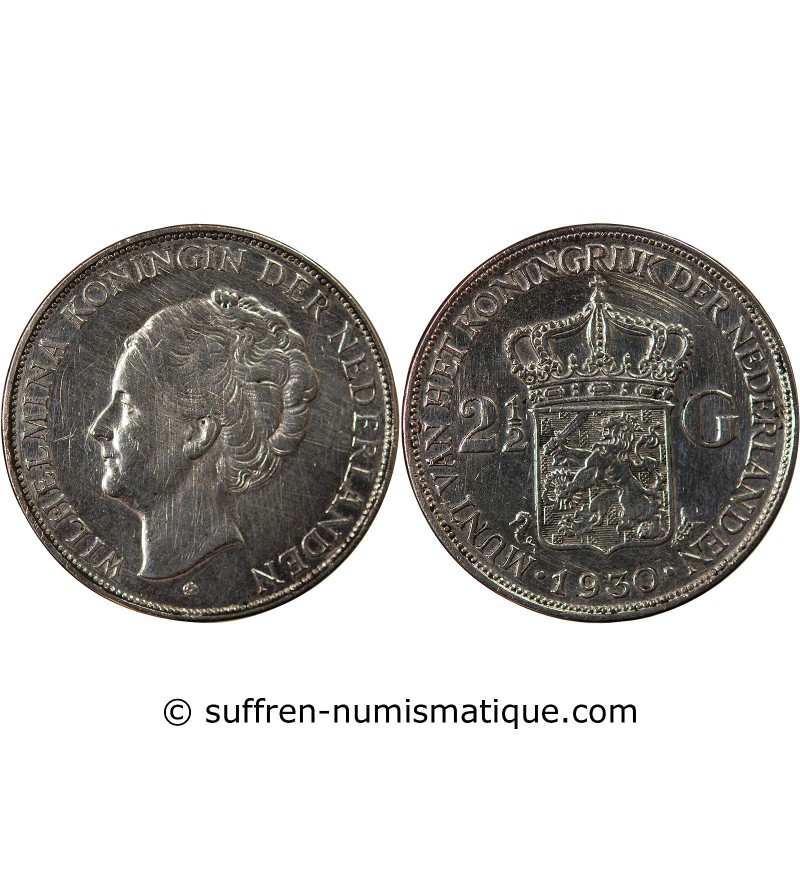 PAYS-BAS, WILHELMINA - 2 1/2 GULDEN ARGENT 1939