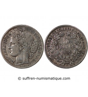 CÉRÈS - 5 FRANCS ARGENT 1850 A PARIS