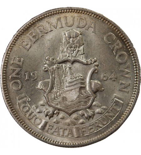 BERMUDES, ELISABETH II - CROWN ARGENT 1964