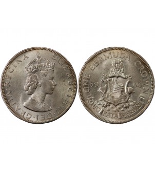 BERMUDES, ELISABETH II - CROWN ARGENT 1964 2