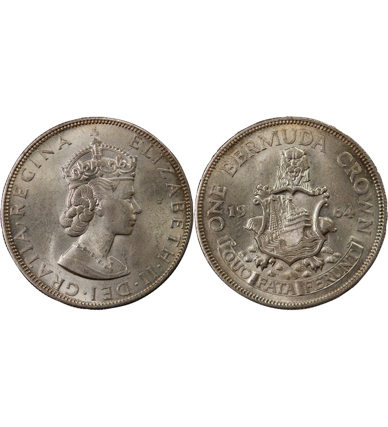 BERMUDES, ELISABETH II - CROWN ARGENT 1964