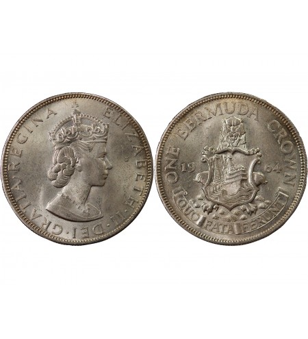BERMUDES, ELISABETH II - CROWN ARGENT 1964