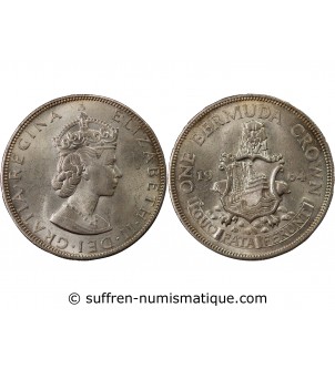 BERMUDES, ELISABETH II - CROWN ARGENT 1964