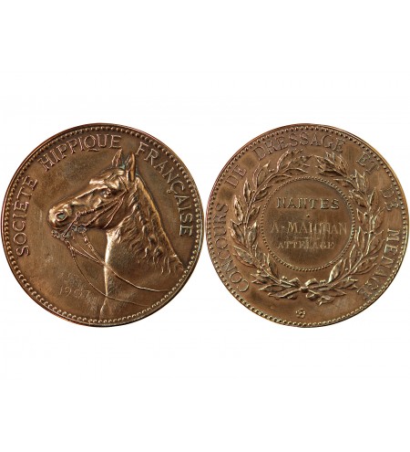 SOCIÉTÉ HIPPIQUE, CONCOURS DE DRESSAGE - MÉDAILLE BRONZE 1907 NANTES