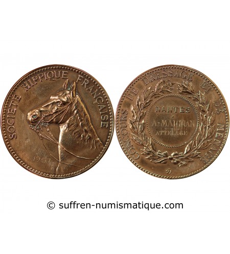 SOCIÉTÉ HIPPIQUE, CONCOURS DE DRESSAGE - MÉDAILLE BRONZE 1907 NANTES