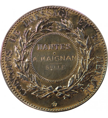SOCIÉTÉ HIPPIQUE, CONCOURS DE DRESSAGE - MÉDAILLE ARGENT 1913 NANTES