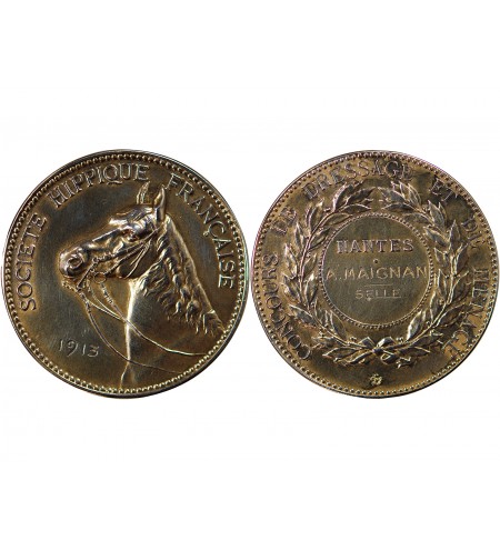 SOCIÉTÉ HIPPIQUE, CONCOURS DE DRESSAGE - MÉDAILLE ARGENT 1913 NANTES
